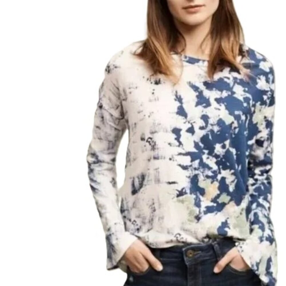 Anthropologie‎ Top Boho Akemi + Kin Bell Sleeve Box Cropped Graffiti Print